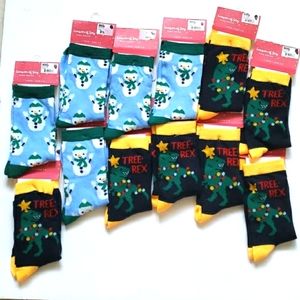 x12 Kids Christmas Holiday Socks Snowman Dinosaur Childrens Christmas Socks